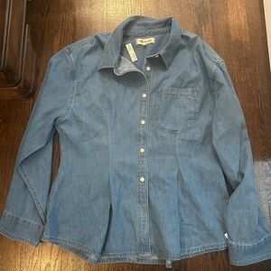 Madewell NWT XL denim darted button up shirt